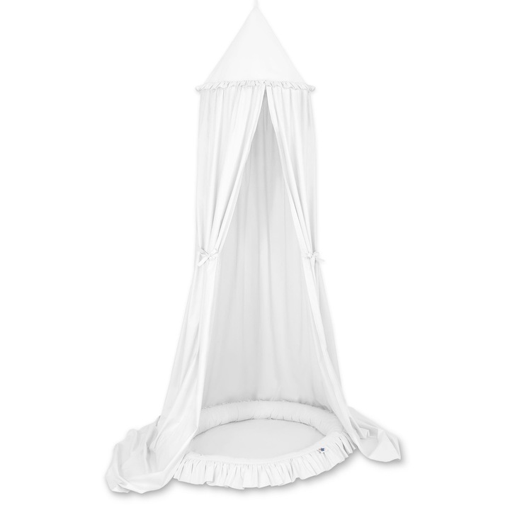 Комплект от памучен балдахин и матрак с волан, My Sweet Baby, бял, 260 см x 52 см, 90 см x 14 см