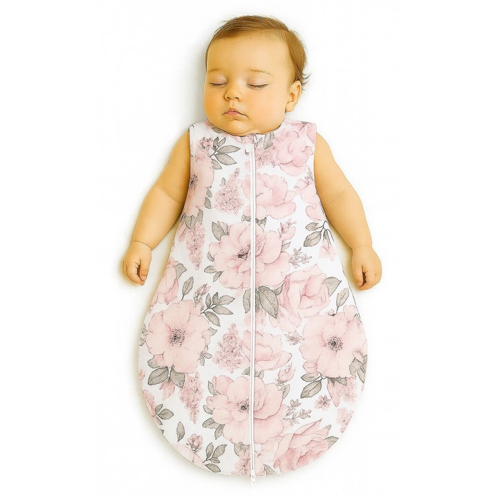 Бебешки спален чувал Bobono, 0-6 месеца, памук, сепия розов, 65x28x45см