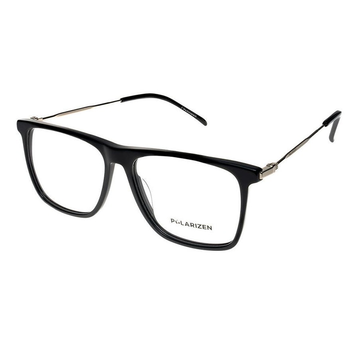 Rame ochelari de vedere unisex Polarizen AS6458 C1, 54mm, design modern, culoare neagră