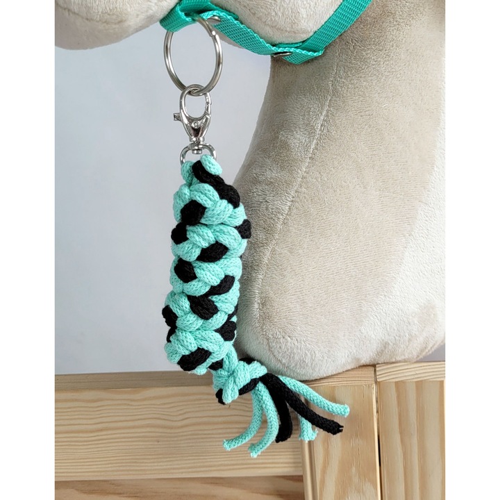 Szíj Hobby Horse-hoz, Szuper Hobby Horse, fekete-menta, 73cm x 2cm, kézzel készített