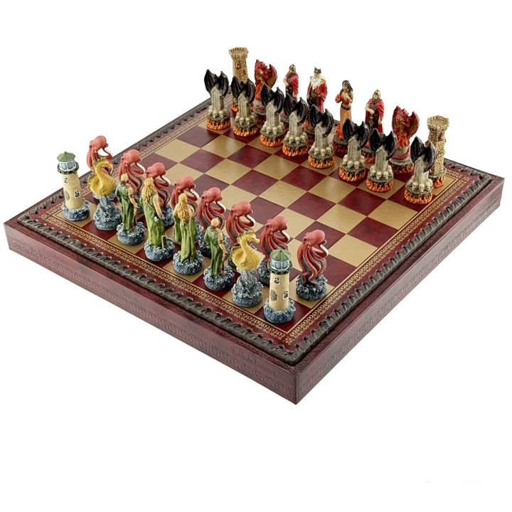 Set 3-in-1 Jocuri Italfama - Sah Foc vs Apa, Dame, Table, Piele ecologica, 35x35x4cm
