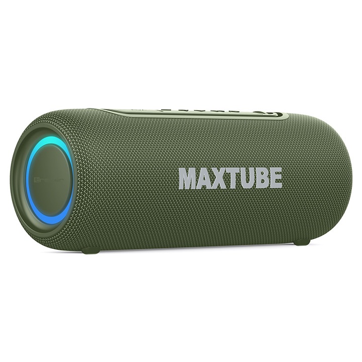 Tracer Maxtube TWS hordozható hangszóró, Bluetooth 5.3, LED, 20W, IPX6 zöld