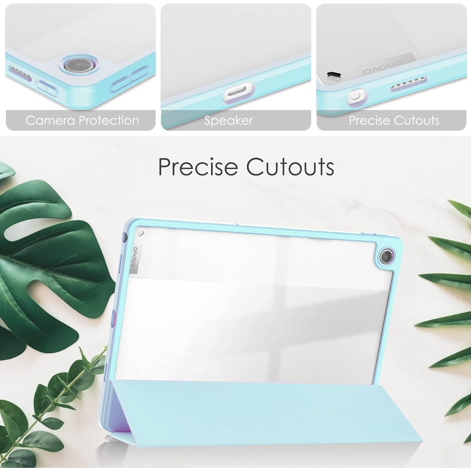 Husa Smart Case cu Auto Sleep/Wake, TPU Flexibil, Suport Stylus, Compatibila cu Huawei MatePad T10 9.7” / T10s 10.1” (2021), Spate Translucid, Blue