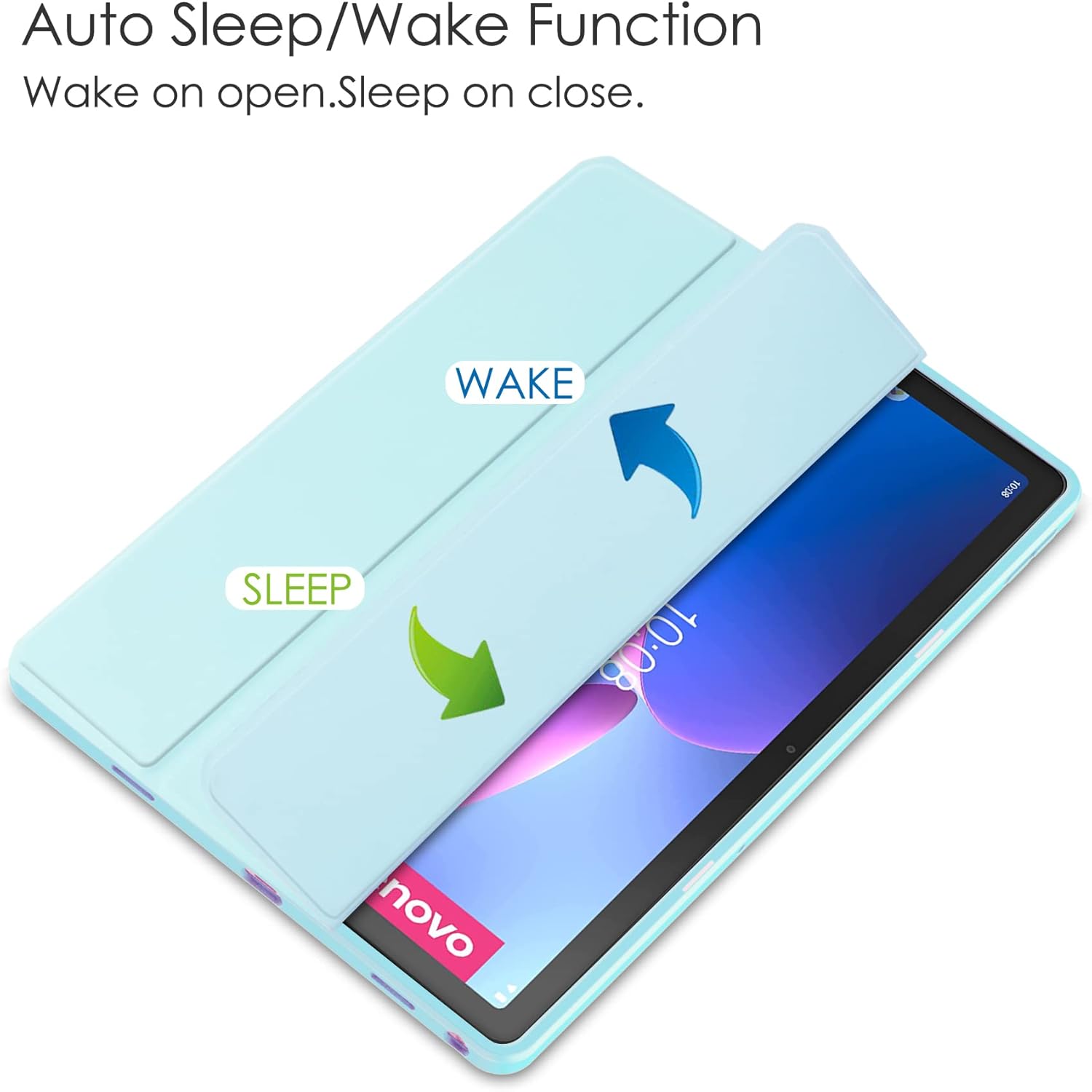 Husa Smart Case cu Auto Sleep/Wake, TPU Flexibil, Suport Stylus, Compatibila cu Huawei MatePad T10 9.7” / T10s 10.1” (2021), Spate Translucid, Blue
