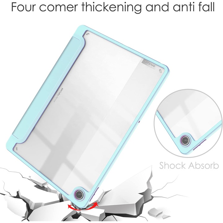 Премиум калъф за Lenovo Tab P12 (TB370FU)/Lenovo Idea Tab Pro(TB-373FU), 12.7'', Sigloo, поддръжка на Smart Pen, удароустойчив, син
