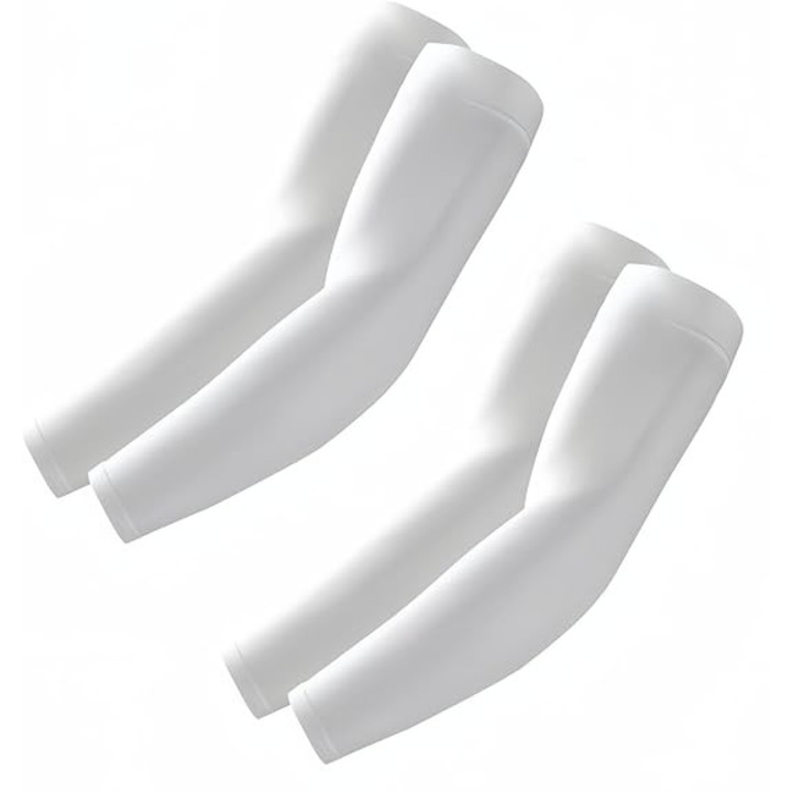 Set 2 perechi maneci protectie UV, unisex, racoritoare, respirabile, marime universala, Alb