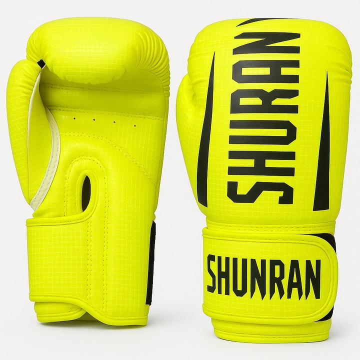 Gyerek boxkesztyű, edzősködéshez, tartós PU, ütéscsillapítás, szellőző, tépőzáras, uniszex, 170 ml, sárga