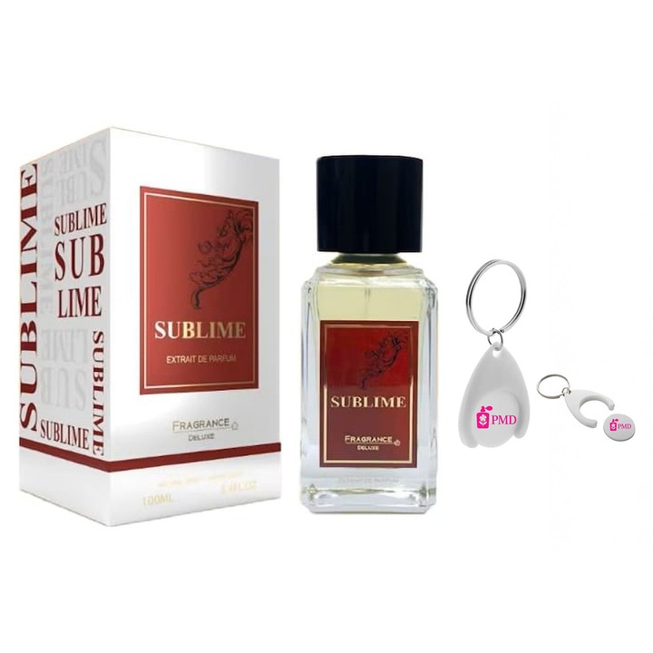 Sublime parfüm kivonat szett, Fragrance Deluxe, Női, 100ml, személyre szabott kulcstartóval "PMD"