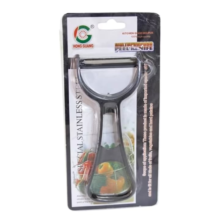 DMX rozsdamentes acél gyümölcs-zöldség hámozó, ergonomikus fogantyú, éles pengék, buborékfóliás csomagolás