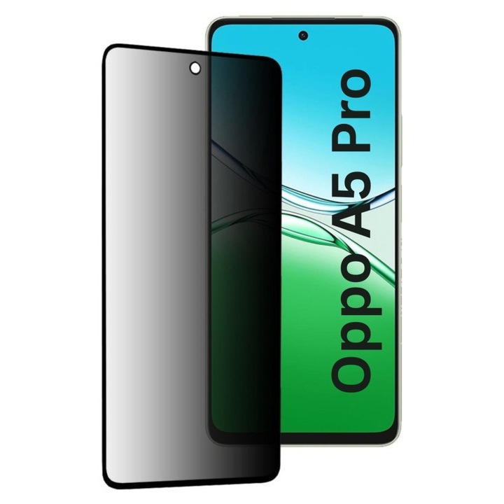 Folie pentru Oppo A5 Pro 5G / A5 Pro 4G, Anti-spy Ultra HD, Protectie 9H, Montare Simpla, 111D, set cu sticker, Privacy