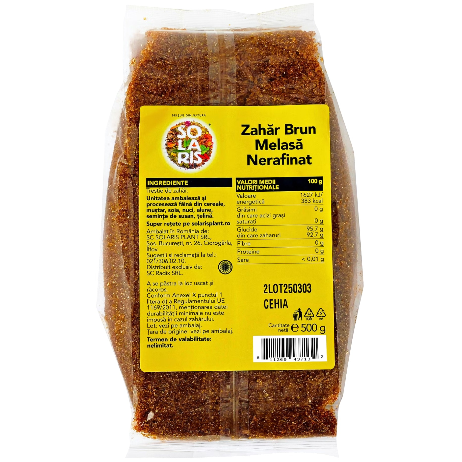 Zahar brun din Melasa nerafinata de trestie, fara aditivi sau