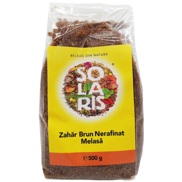Zahar brun din Melasa nerafinata de trestie, fara aditivi sau conservanti, 100%natural, 500g, Solaris Plant