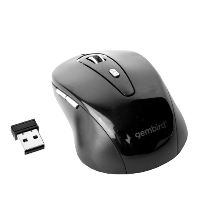 Mouse Wireless Gembird, 1600 DPI, Bluetooth, Negru, 95x65x35mm