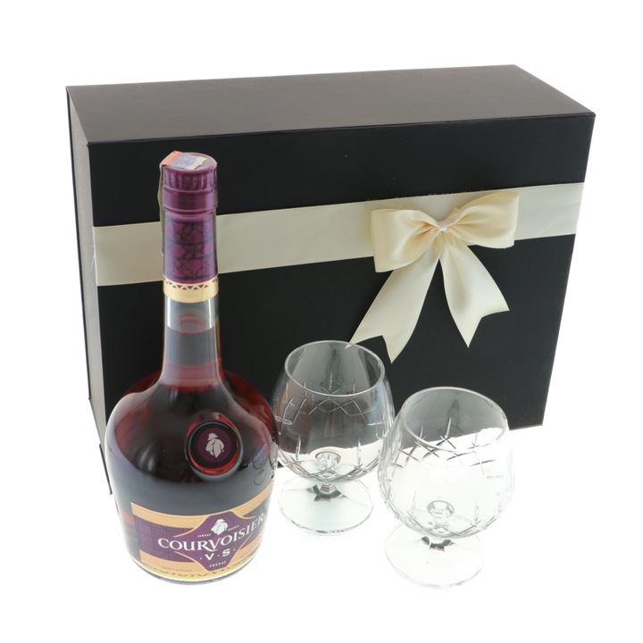 Set cadou coniac Courvoisier cu pahare cristal