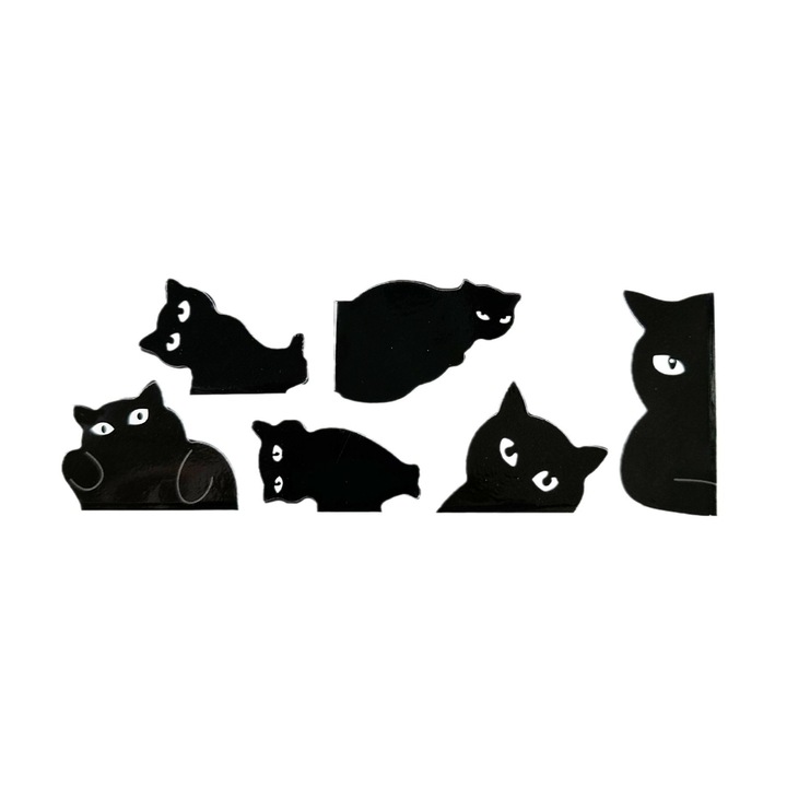 Marcaj Magnetic, negru, pisica, set din sase piese