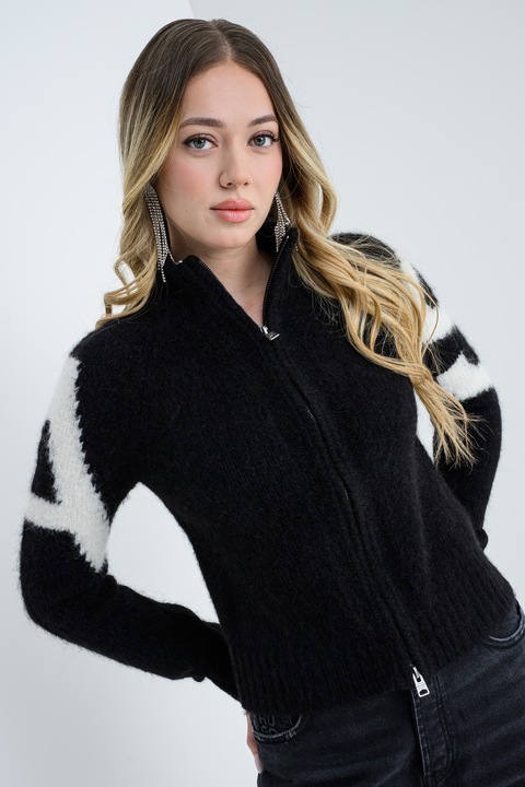 AllSaints, Cardigan din amestec de alpaca Sylvie, Alb/Negru, L