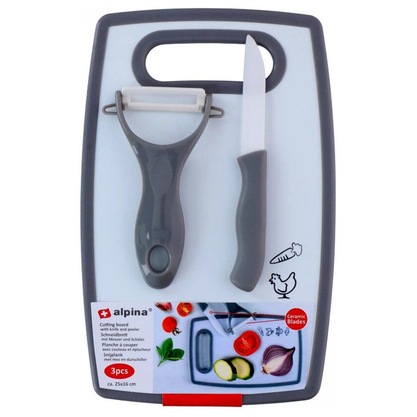 Set tocator+ decojitor ceramic +cutit economic, Gri, Alpina, 50434