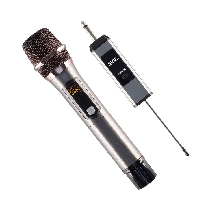 Set microfon fara fir SAL MVN 310, 16 canale UHF, circuit digital de anulare a zgomotului, raza de ~40 m