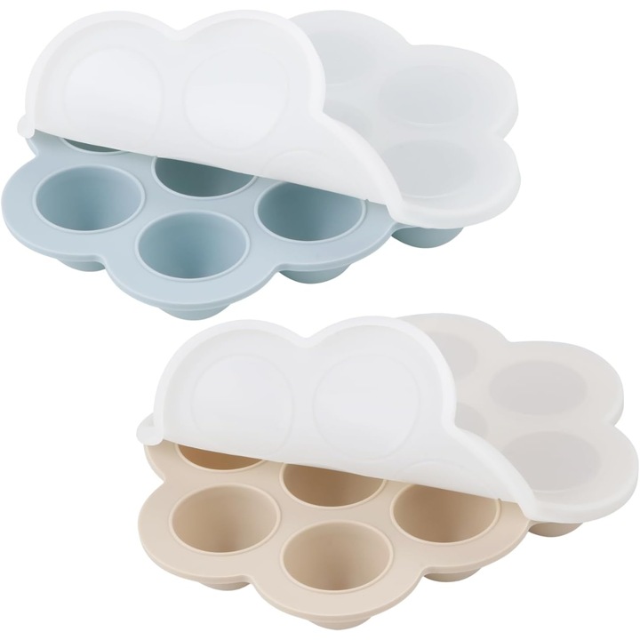PANDAEAR Set de 2 recipiente pentru congelarea piureului de bebelusi, silicon, multicolor, 22.3x15.9x3.8cm
