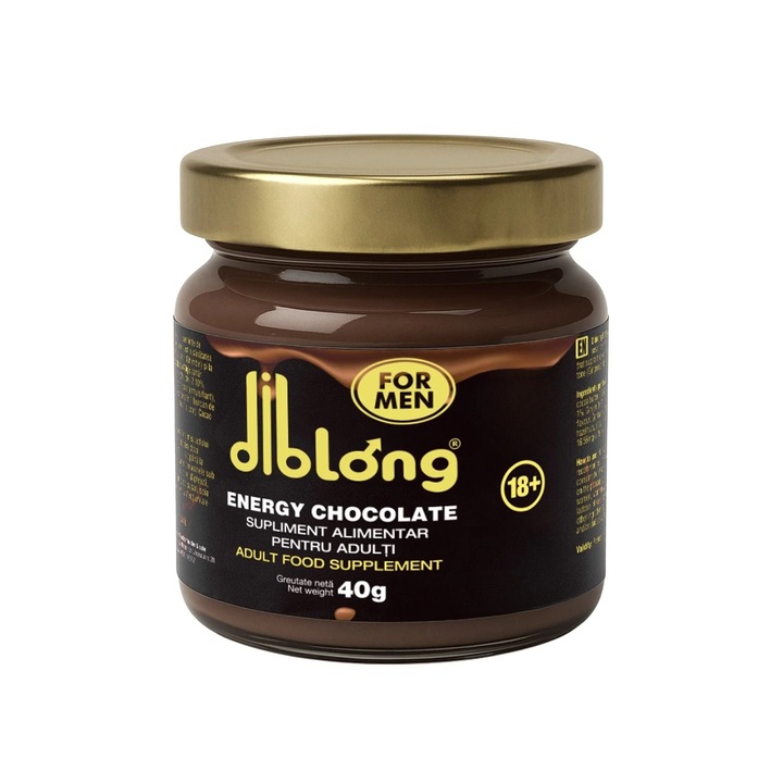 Diblong Energy Chocolate For Men - supliment alimentar pentru barbati sub forma de ciocolata tartinabila, cu ingrediente naturale care sustin sanatatea sexuala si functia erectila, 40g