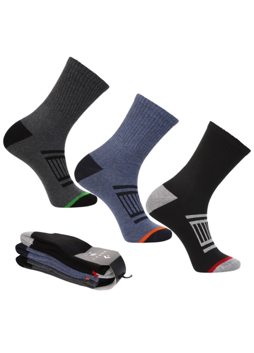 Мъжки чорапи, 3-PAK, Thermo Frotte, дълги, 39-42, многоцветни