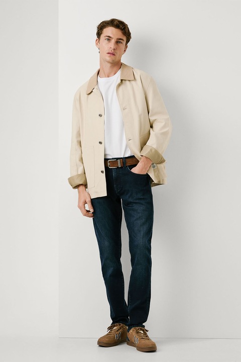 Pepe Jeans London, Középmagas derekú slim fit farmernadrág, Tengerészkék