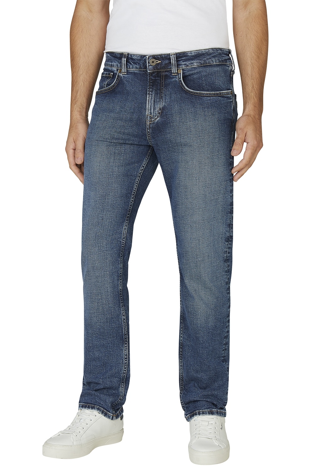 Pepe Jeans London, Blugi uni cu 5 buzunare, Albastru prafuit, W34-L32