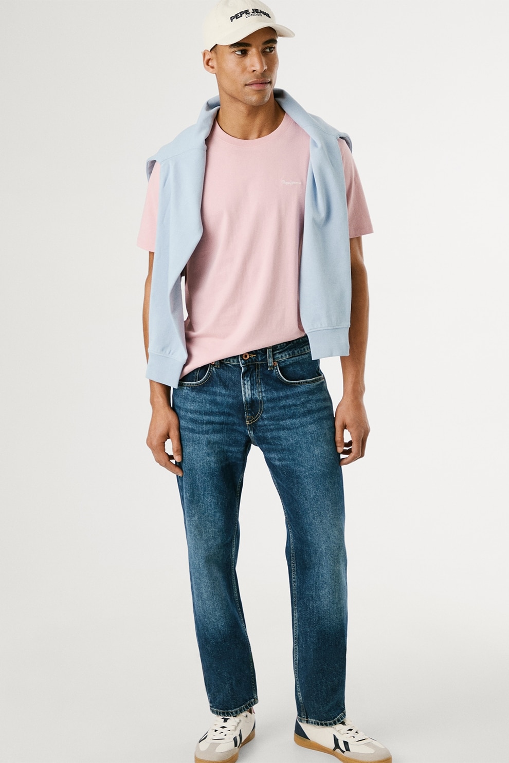 Pepe Jeans London, Blugi drepti cu talie medie, Albastru pastel, W32-L32