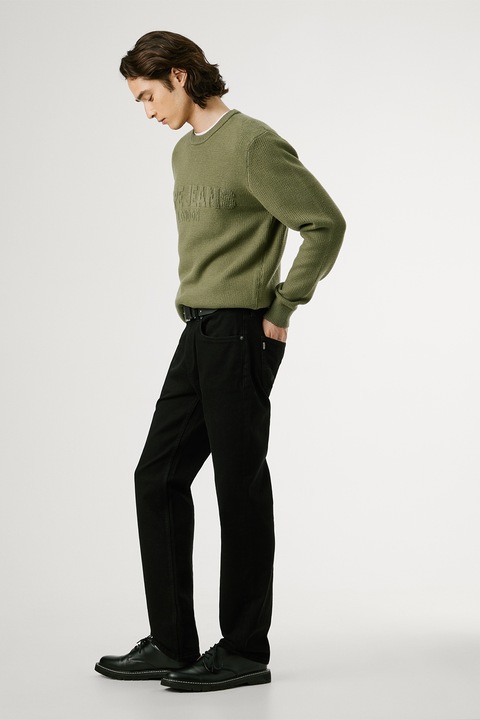 Pepe Jeans London, Cash középmagas derekú straight fit farmernadrág, Fekete