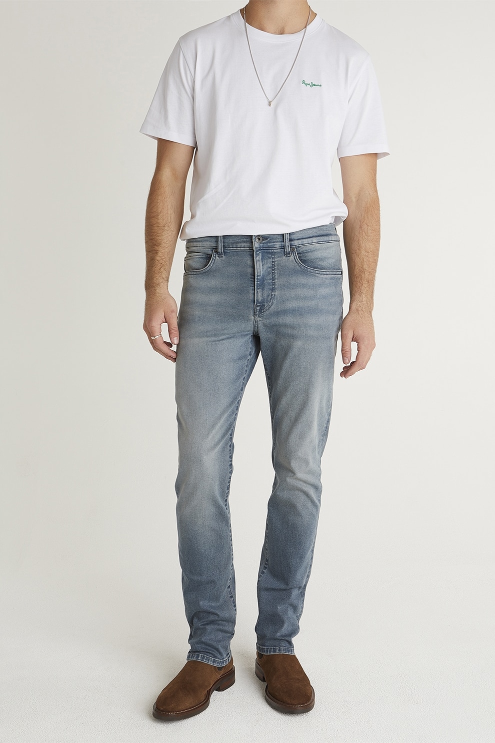 Pepe Jeans London, Blugi slim fit Hatch, Albastru prafuit, W34-L32