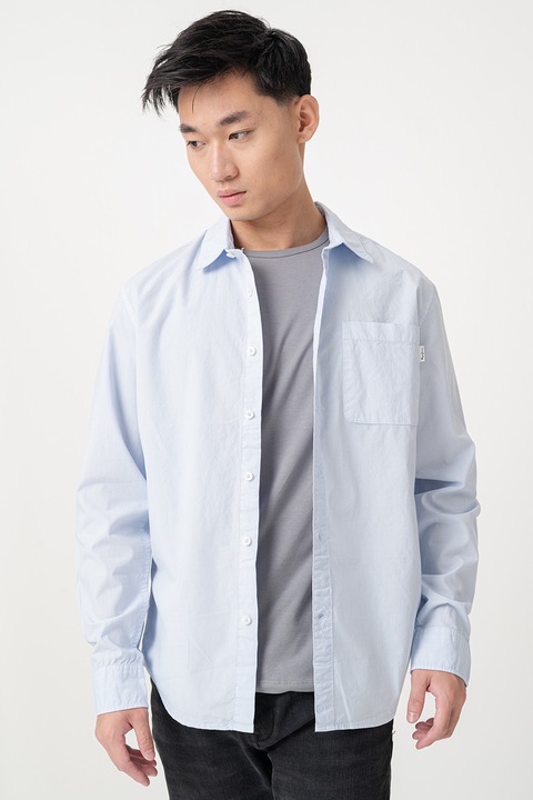 Pepe Jeans London, Camasa de bumbac cu buzunar pe piept Creed, Albastru