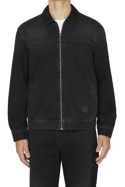 Pepe Jeans London, Jacheta de denim cu fermoar, Negru stins