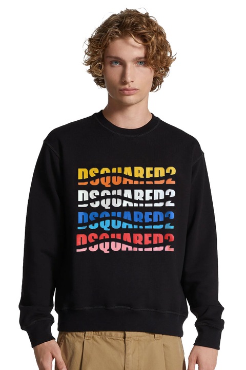 Hanorac barbatesc Dsquared2 57457-C-XL 16040 DC, Cu logo multicolor, Bumbac, XL, Negru