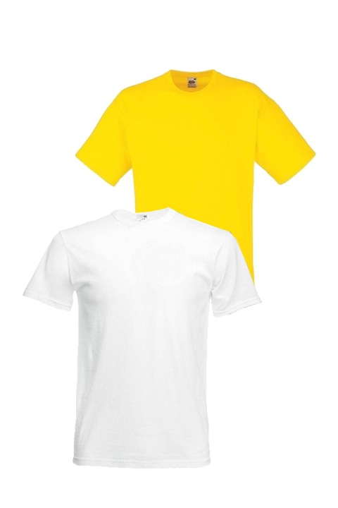 Комплект мъжки тениски Fruit Of The Loom FOL-T-2PK-M-WTYL-2XL, 2 Pack, Обло деколте, Бял/жълт, 2XL