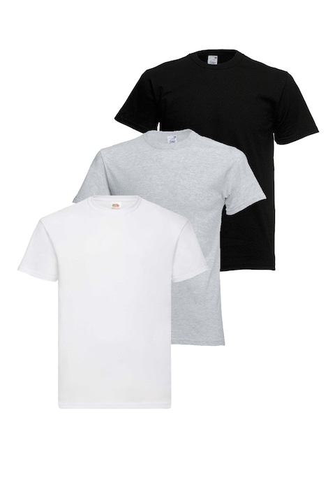 Комплект мъжки тениски Fruit Of The Loom FOL-T-3PK, 3 Pack, Обло деколте, Бял/Сив/Черен