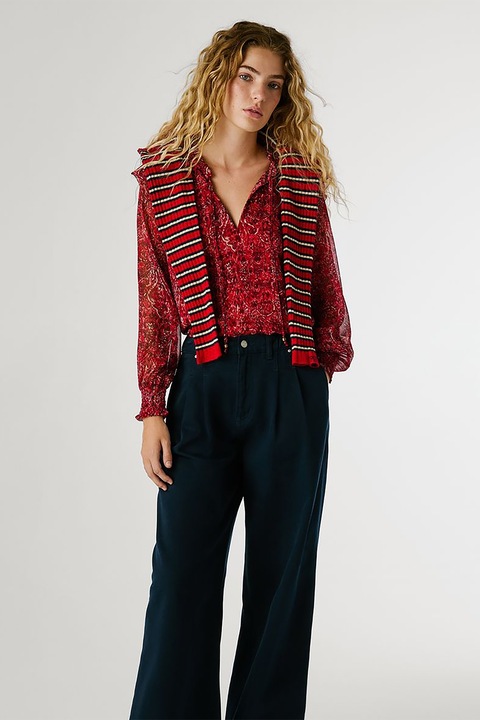 Pepe Jeans London, Középmagas derekú straight fit farmernadrág, Sötétkék