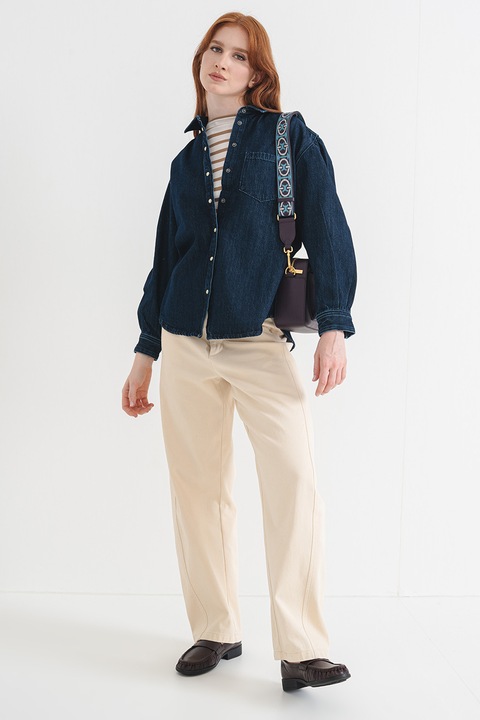 Pepe Jeans London, Camasa de denim cu buzunar pe piept, Albastru ultramarin