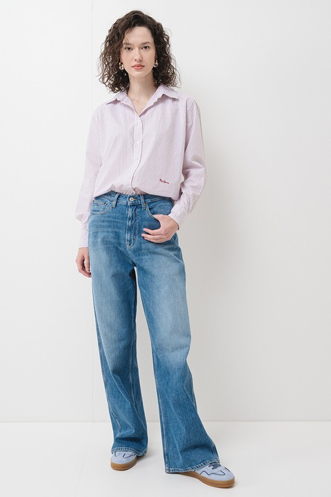 Pepe Jeans London, Стандартна риза на райе, Червен/Бял