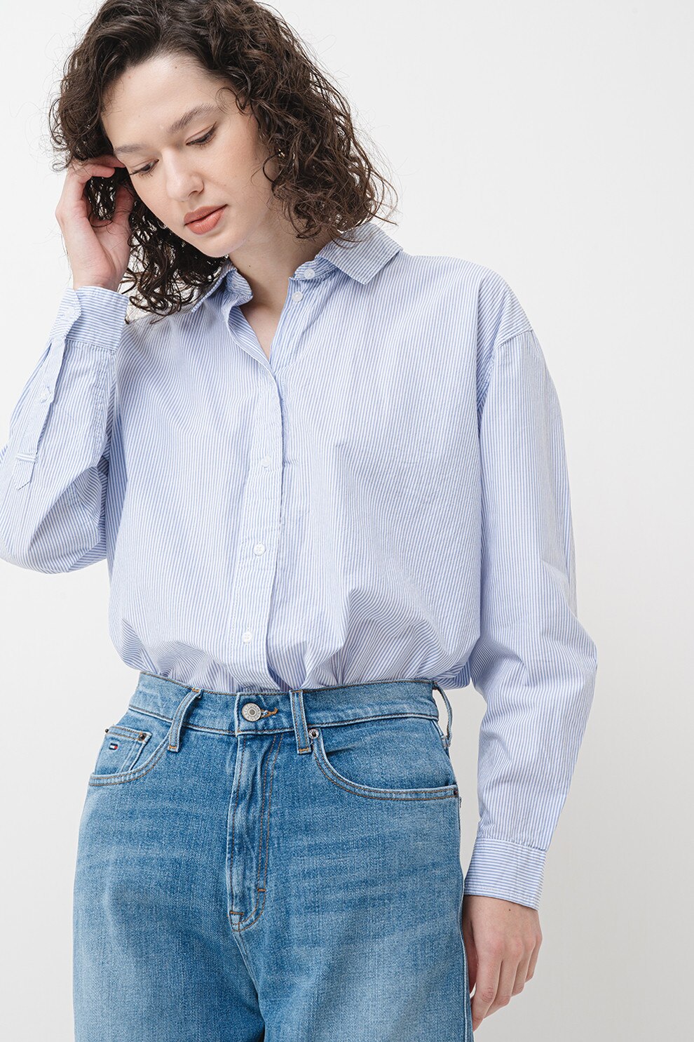 Pepe Jeans London, Camasa regular fit de bumbac, cu dungi, Albastru, S