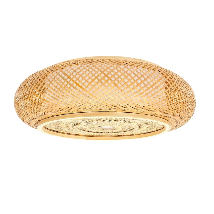 Lampa de tavan, bambus tesut manual, 50 cm, montare incastrata, neagra