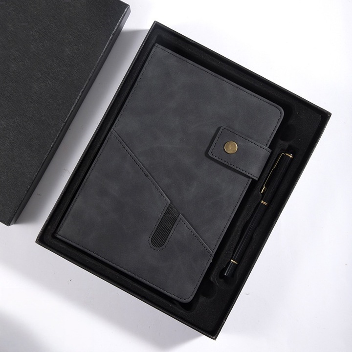 Agenda tip portofoliu A5, HaploS, 100 Pagini, Negru, 210x145mm