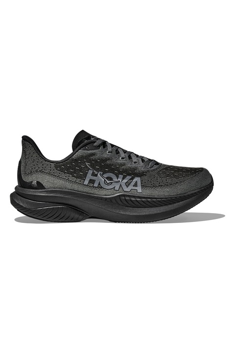 Hoka, Pantofi Mach 6 din material textil cu logo pentru alergare, Negru/Gri inchis
