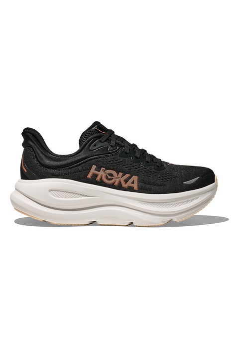 Hoka, Pantofi Bondi 9 cu garnituri din plasa pentru alergare, Negru/Auriu rose