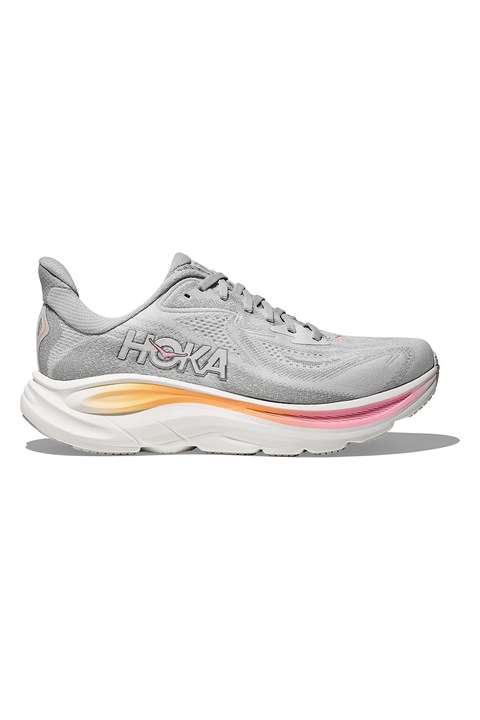 Hoka, Pantofi Clifton 10 cu logo pentru alergare, Gri deschis