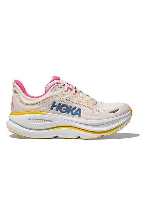 Hoka, Pantofi Bondi 9 cu garnituri din plasa pentru alergare, Galben/Roz/Crem