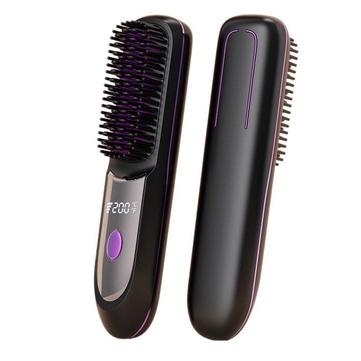 Ionos hajvasaló kefe, 20 másodperces gyors felmelegedés, 199 millió negatív ion, állítható hőmérséklet, égésgátló kialakítás, C típusú gyorstöltés, meghosszabbított akkumulátor-üzemidő, HADEX, fekete