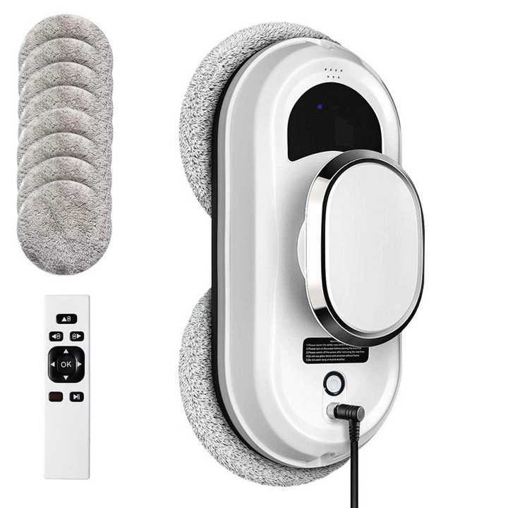 Умен робот за почистване на прозорци, ORBER, 5600 Pa, Мокро и сухо, автоматично превключване с един бутон, дистанционно управление, UPS захранване, 90W, бял