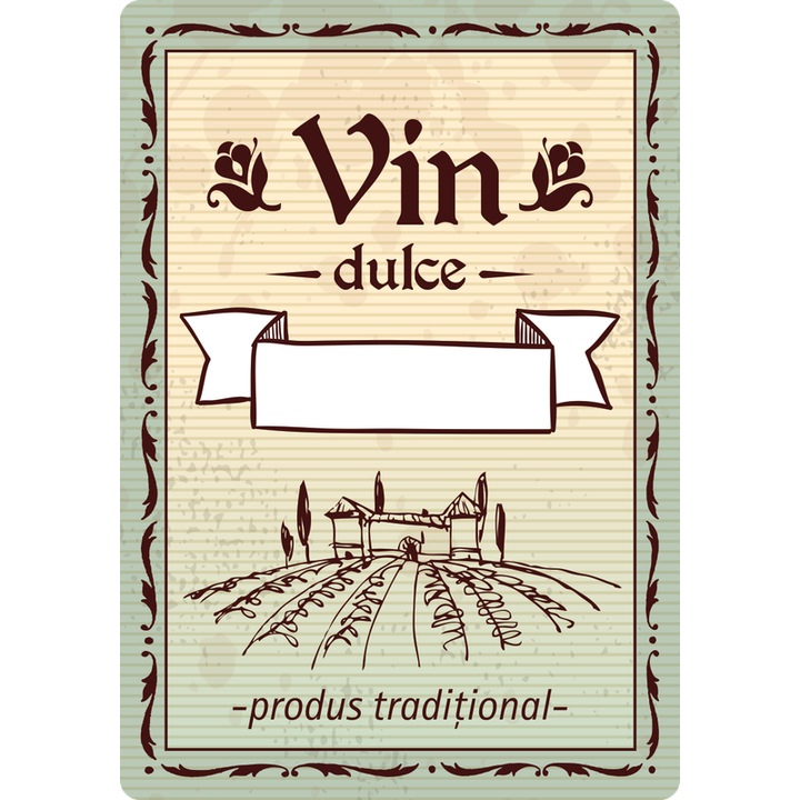 Set 10 Etichete sticle vin dulce, autoadeziv usor de aplicat, autentic Romanesc, Cri-Flo, dimensiune 100x70 mm