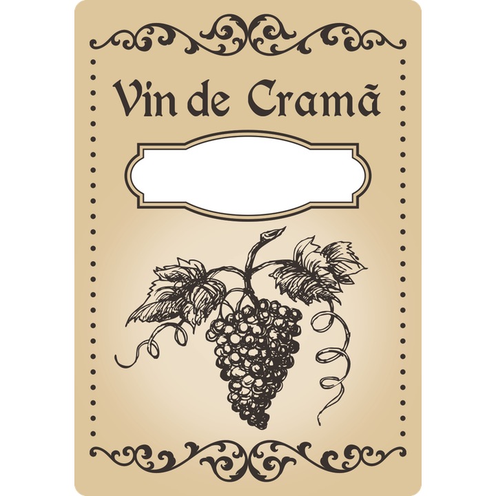 Set 100 Etichete sticle vin de crama, autoadeziv usor de aplicat, autentic Romanesc, Cri-Flo, dimensiune 100x70 mm