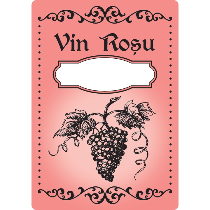 Eticheta sticle vin rosu, autoadeziv usor de aplicat, autentic Romanesc, Cri-Flo, dimensiune 100x70 mm
